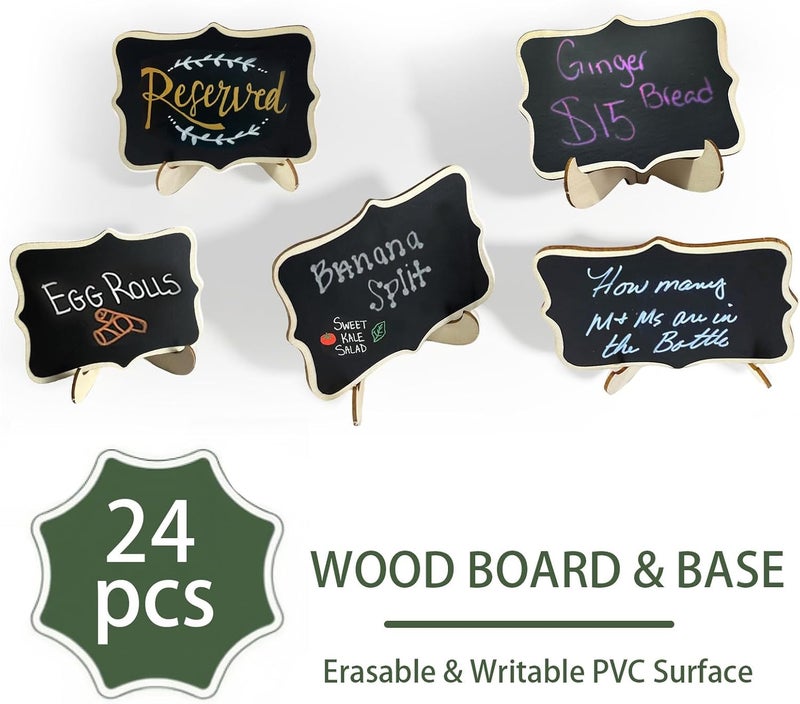 Bayfurui 24 PCS Mini Chalkboard Signs with Stand,Food Labels for Party Buffet, Food Tag/Name Card for Wedding Table, Name Tag Drink Labels Taco/Candy Bar/Bake Sale Food Sign, Catering Supplies Buffet Display - Image 5